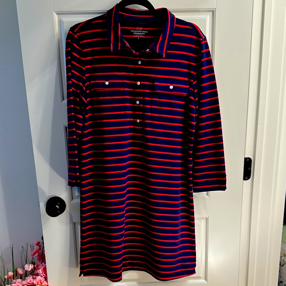 Vineyard Vines Navy and Red Performance Sankaty Dress